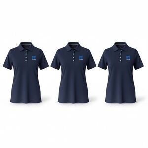 Set of 3 Peter Millar Women’s Navy Golf Polos, sz L- NWT, UPF 50+, two emb logos